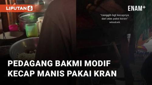 Video Kelewat Cerdas Aksi Pedagang Bakmi Modif Kecap Manis Pakai Kran