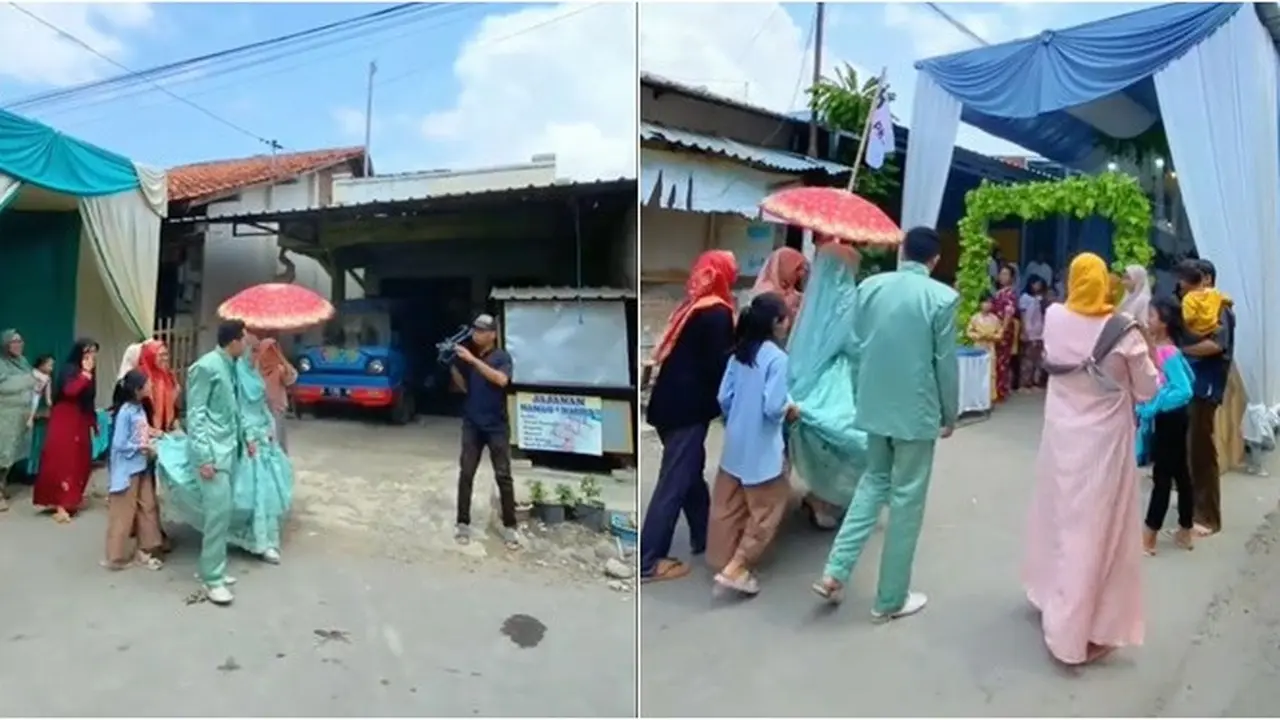 Viral Pasangan Pengantin Tetangga Sendiri, Jodoh Lima Langkah dari Rumah