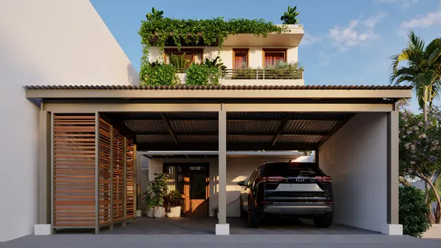 Desain Rumah di Cluster Kecil Ada Carport