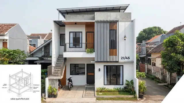 Desain rumah type 21 minimalis modern yang hemat biaya dan kekinian model dua lantai
