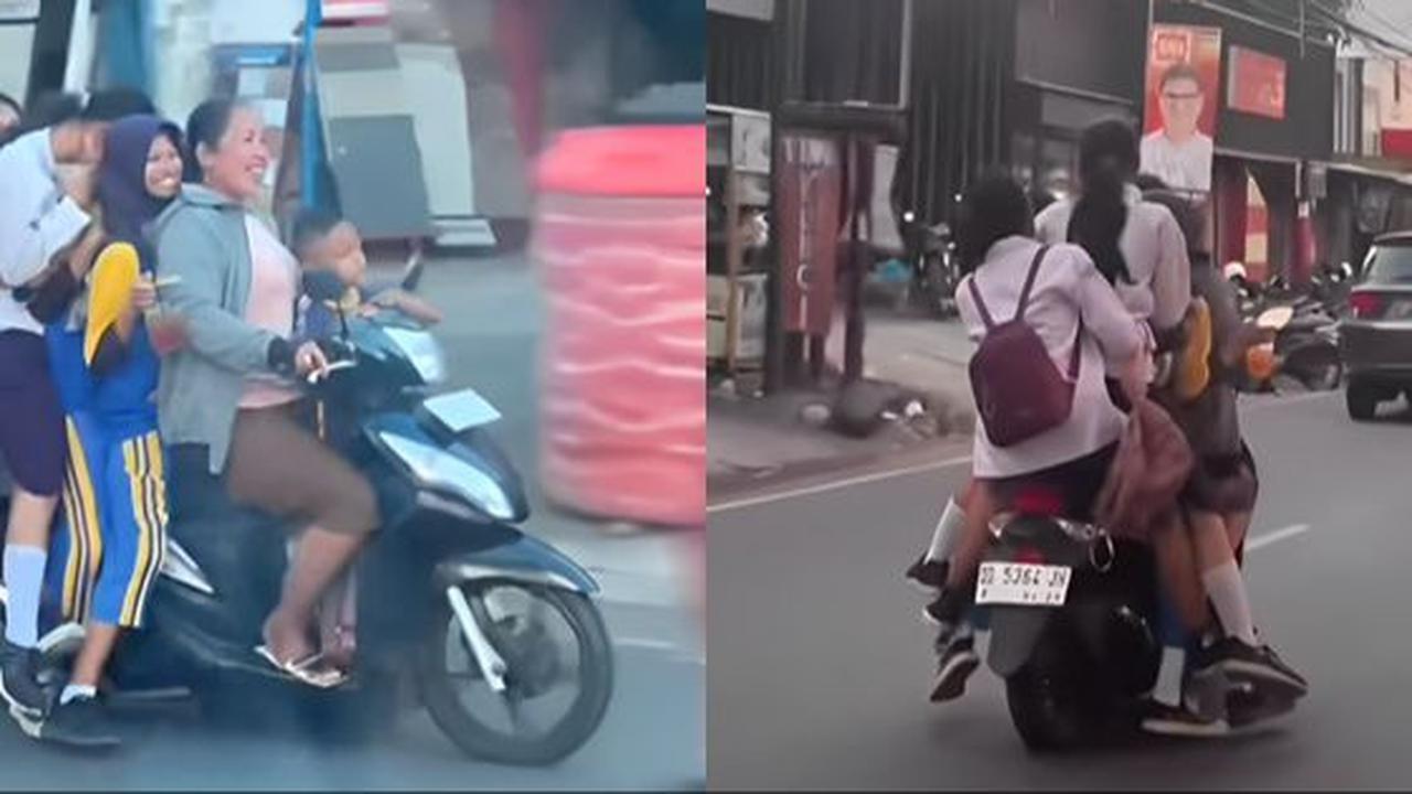 Tak Ada Tandingan, Emak-Emak Jemput Bocil Sekolah Bawa 6 Orang Sekaligus