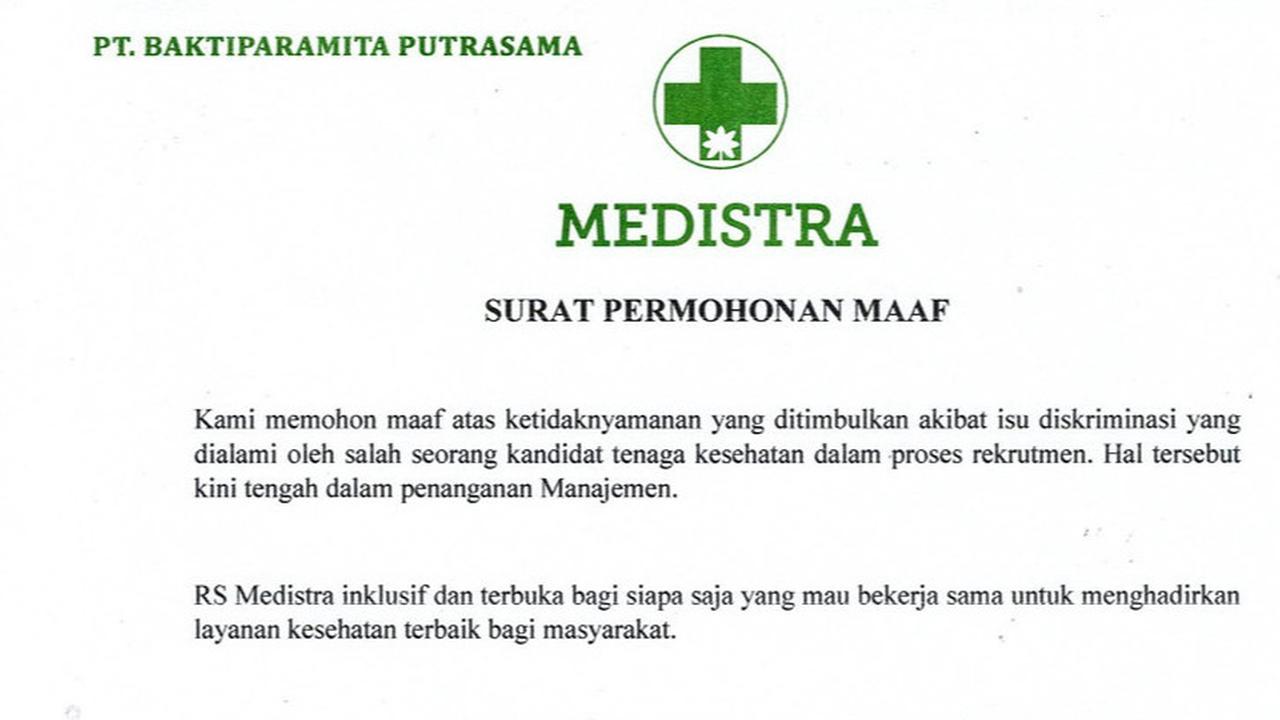 Klarifikasi Rumah Sakit Medistra soal Kabar Pengunduran Diri Salah Satu Dokter Spesialis