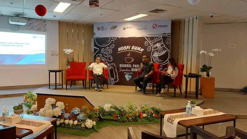 Direktur Utama ID Food Frans Marganda Tambunan dalam acara Ngopi BUMN yang berlangsung di Gedung Kementerian BUMN pada Senin (22/8/2022).