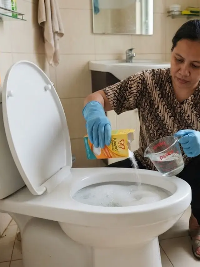 Tuangkan Campuran Baking Soda dan Cuka Putih