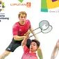 Banner Jatuh Bangun Badminton Indonesia di Asian Games. (Liputan6.com/Triyasni)