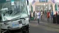 Diduga rem blong, sebuah bus menabrak sejumlah mobil di kawasan Puncak, hingga lomba marathon bersarung digelar di Surabaya.