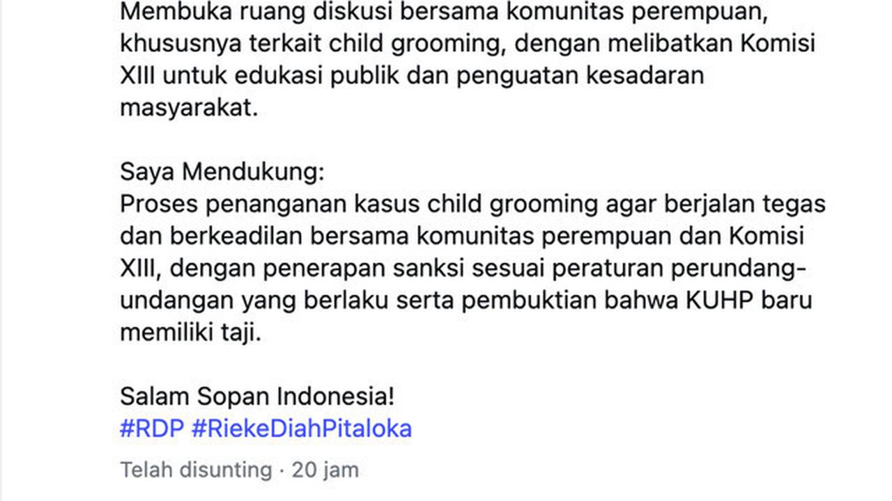 Rieke Diah Pitaloka Tanggapi Aurelie Moremans Jadi Korban Child Grooming, Singgung Pasal Berlapis!