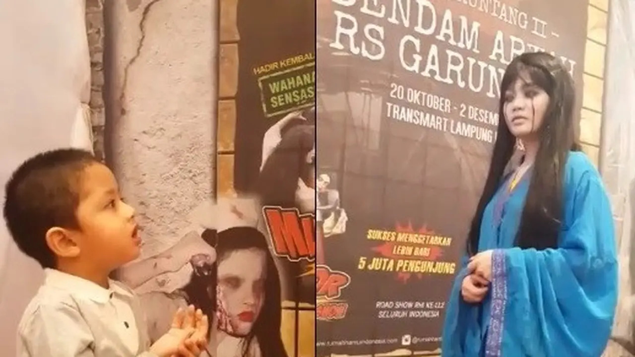 Reaksi bocah saat bertemu "hantu" jadi viral (foto: Facebook Ovi Sofwilwidad)