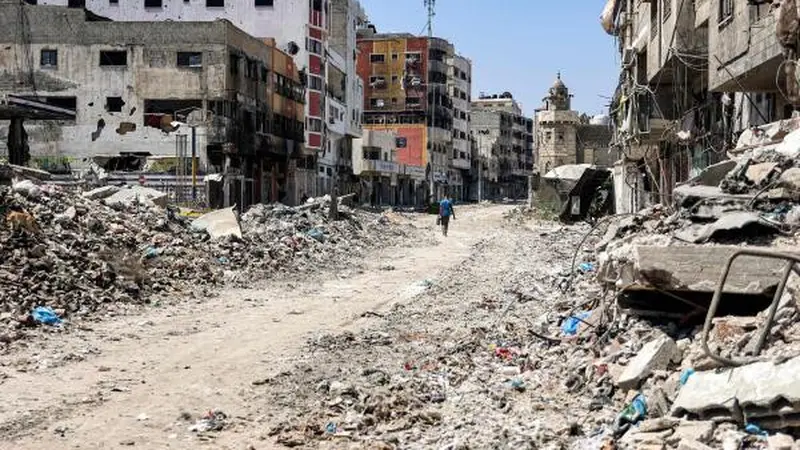 Jejak gempuran Israel di Shujaiya, Gaza. (OMAR AL-QATTAA / AFP)