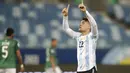 Namun, Argentina kembali melebarkan jarak lagi empat menit berselang. Kali ini giliran Lautaro Martinez yang membobol gawang Bolivia. Skor menjadi 4-1. (AP/Andre Penner)