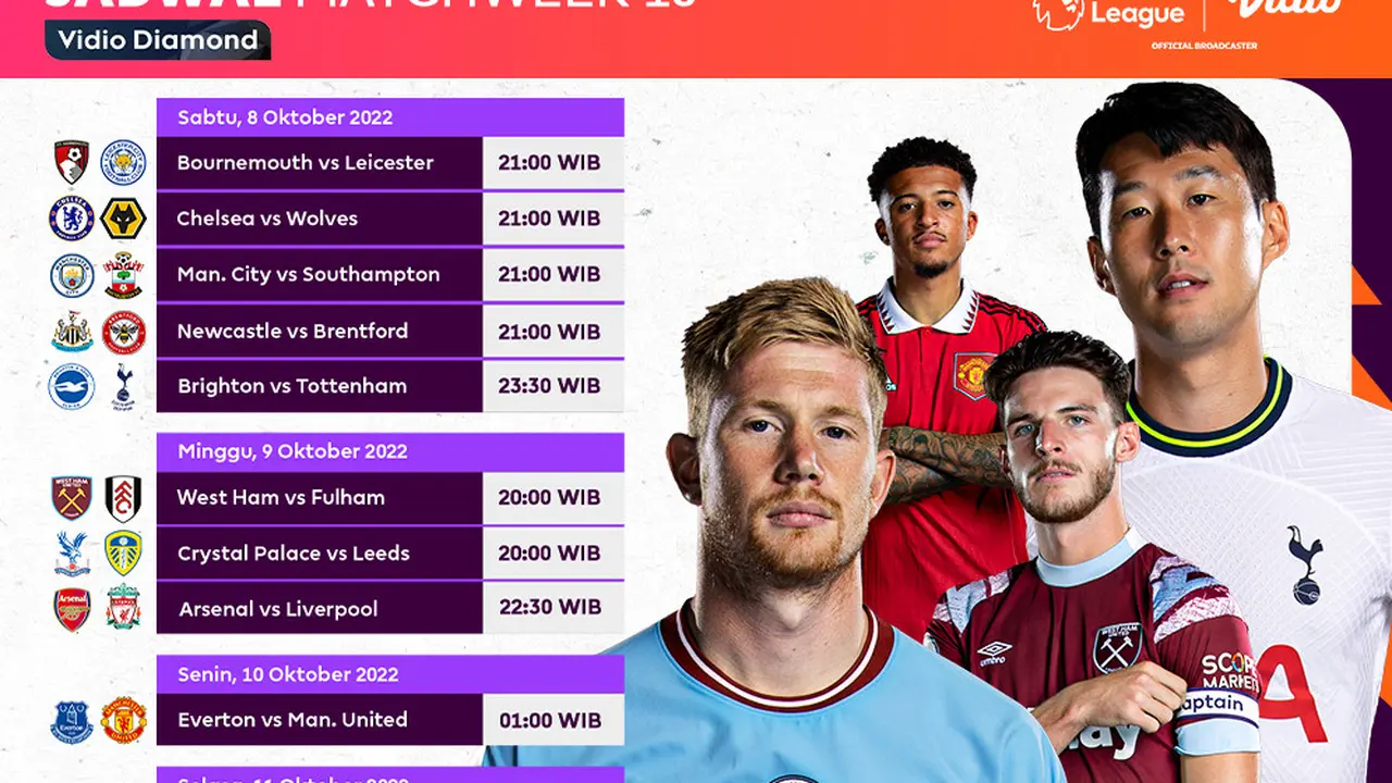 Jadwal dan Live Streaming Liga Inggris 2022/2023 Matchday 10, 8-11 Oktober 2022