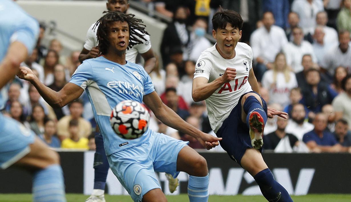 <p>Manchester City. Dari total 15 kali pertemuan dengan Manchester City di semua ajang, Son Heung-min berhasil mencetak 7 gol dan 3 assist serta membawa Tottenham Hotspur 8 kali menang, 1 kali imbang dan 6 kali kalah. Gol terakhir ke gawang Manchester City dicetak pada pekan pertama Liga Inggris musim 2021/2022, 15 Agustus 2021 dalam laga yang berkesudahan 1-0. (AFP/Adrian Dennis)</p>