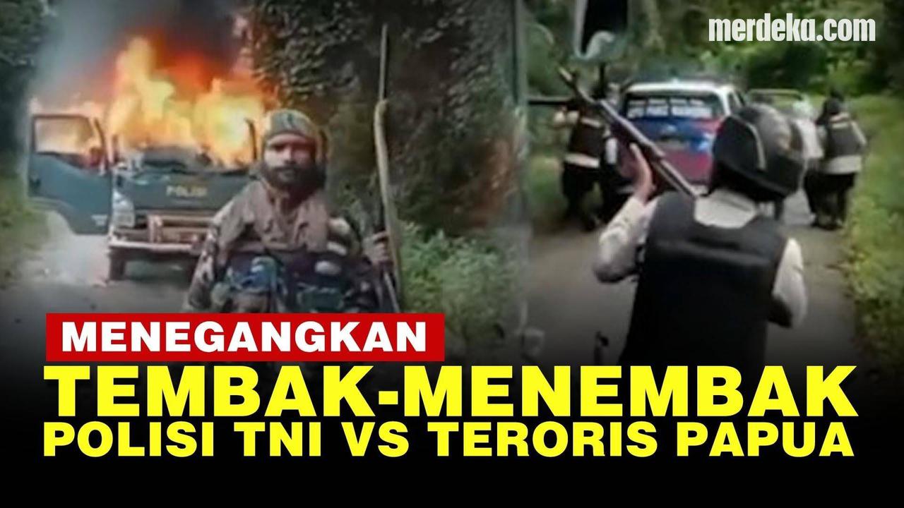 VIDEO:  Tegang, Aksi Tembak-Menembak Polisi dan TNI Vs Teroris Papua