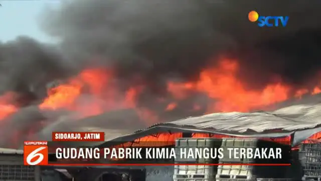 Gudang Pabrik Kimia di Sidoarjo Hangus Terbakar