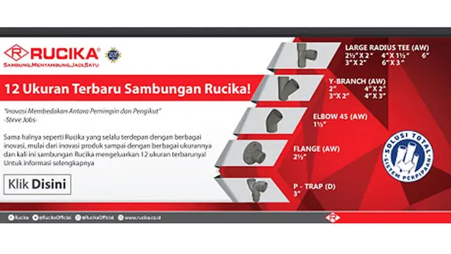 12 ukuran terbaru sambungan Rucika.