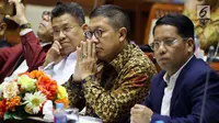 Menteri Agama Lukman Hakim Saifuddin saat mengikuti Raker dengan Komisi VIII DPR di Kompleks Parlemen, Senayan, Jakarta, Selasa (4/9). Raker tersebut membahas Rencana Kerja/Anggaran Kementerian Agama Tahun Anggaran 2019. (Liputan6.com/Johan Tallo)