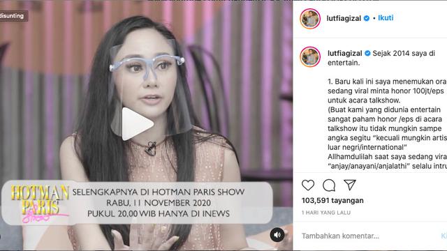Lutfi Agizal Sindir Selebgram yang Pasang Tarif 100 Juta untuk Tampil di TV