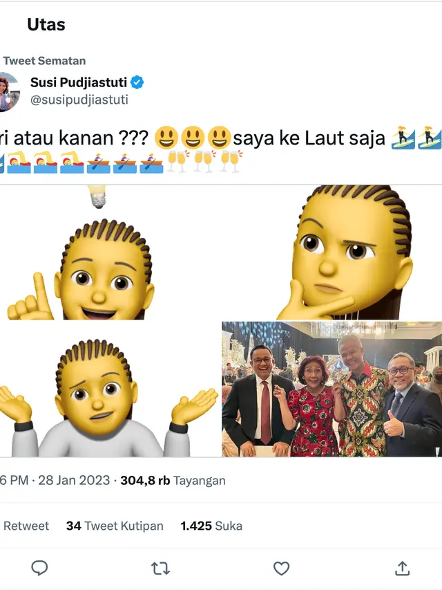 Unggahan Susi Pudjiastuti. (Foto: Dok. Twitter @@susipudjiastuti)