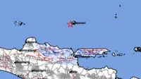 Gempa Magnitudo 4,8 mengguncang wilayah Tuban, Jatim, Jumat pagi (29/3/2024). (Liputan6.com/ Dok BMKG)
