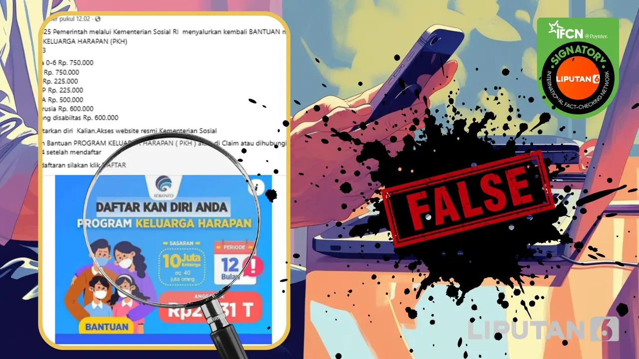 Tangkapan layar hoaks klaim link situs resmi Kemensos untuk pendaftaran PKH tahap 3