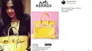 Harga dari tas Syahrini yang satu ini juga bikin mata melotot. Lantaran tas berwarna kuning ini berharga Rp 1.274.000.000. (Foto: instagram.com/fashionsyahrini)