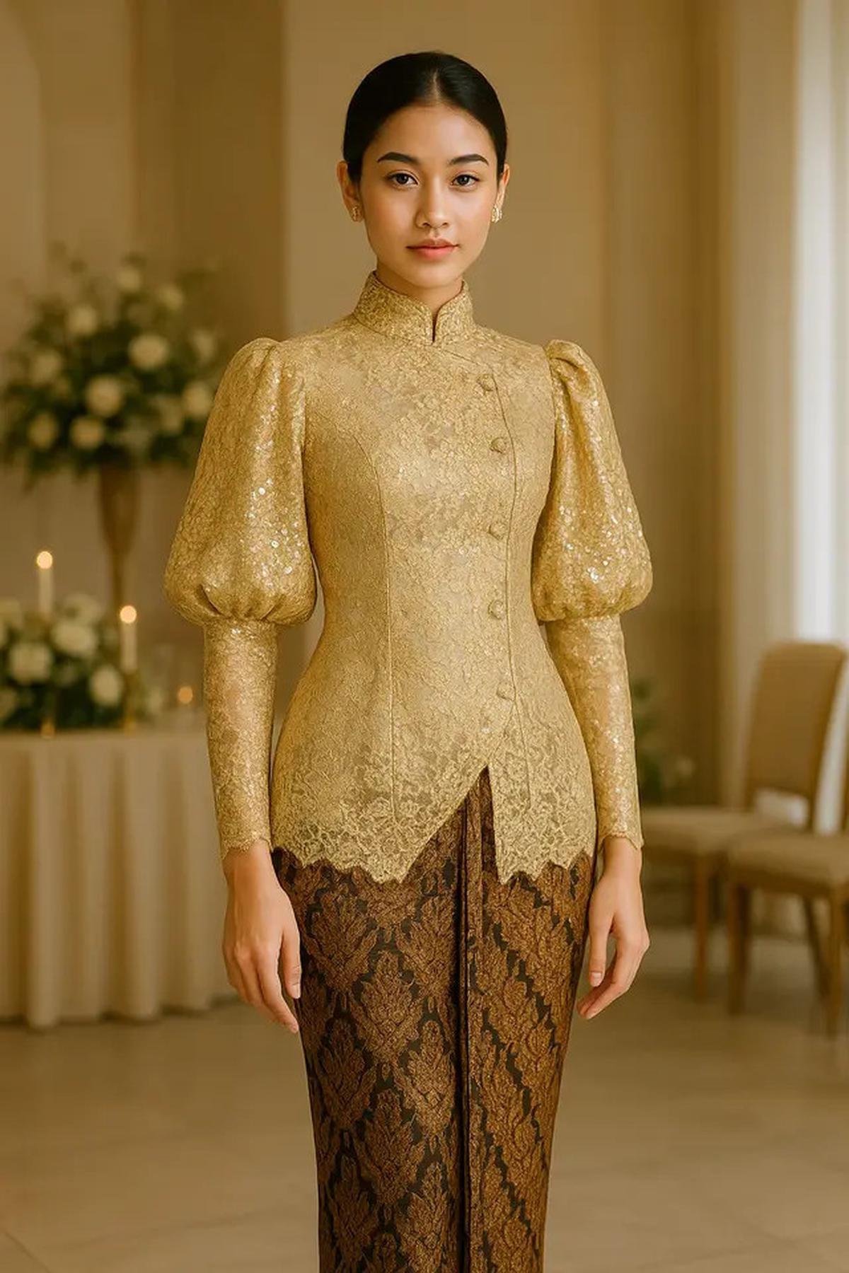 8 Model Kebaya Janggan Brokat Lengan Balon yang Kini Tren di 2025, Tampil Fresh dan Elegan