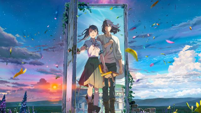 Poster film Suzume karya sutradara Makoto Shinkai.