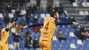 Gol Bryan Cristante pada menit 90+4 menyelamatkan AS Roma dari kekalahan. (Massimo Paolone/LaPresse via AP)