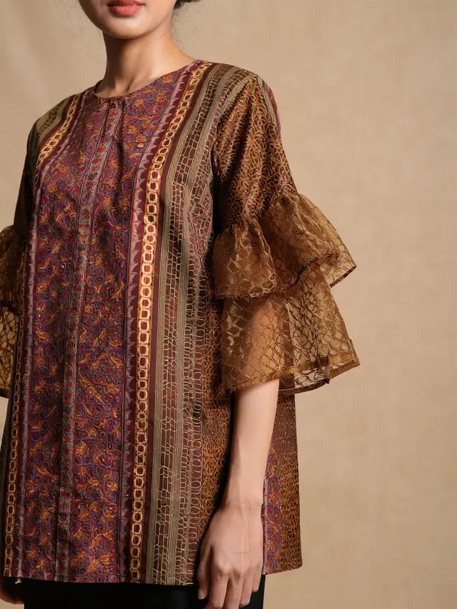 Model Tunik Batik Kombinasi Brokat Tile 2025