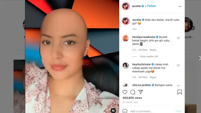 Aurelie Moeremans tampil botak