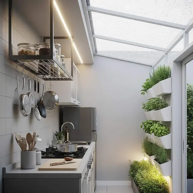 Dapur Semi Outdoor 2,5x2 Meter Rumah Type 45 dengan Skylight dan Taman Samping