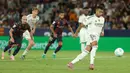 Mbappe sukses mencetak dua gol pada menit ke-64 melalui tendangan penalti dan menit ke-66 setelah menerima umpan terobos dari Arda Güler. (AP Photo//Alberto Saiz)