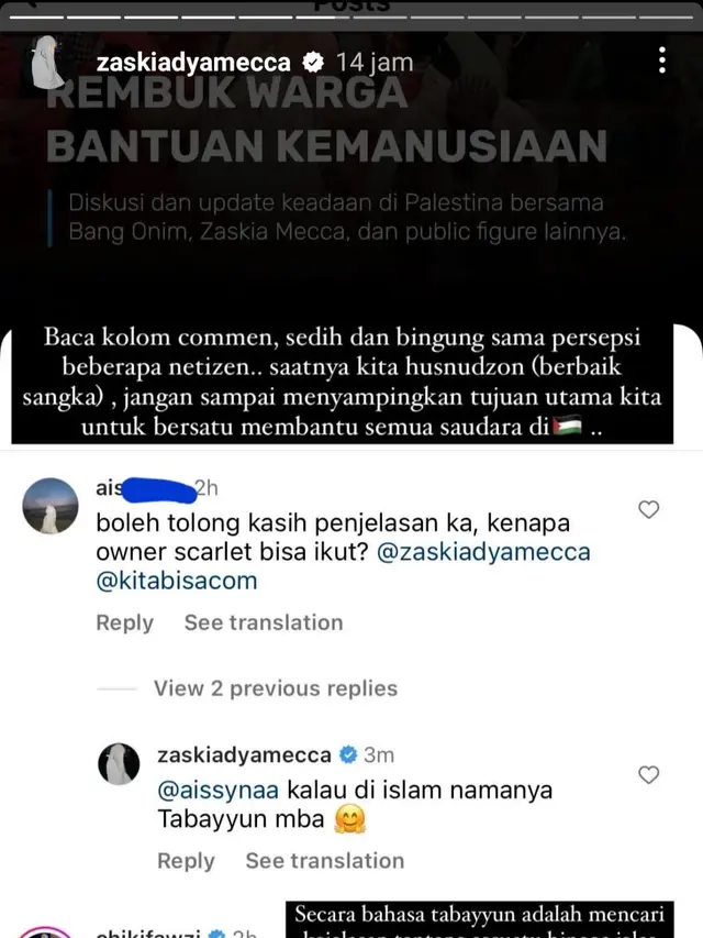Unggahan Zaskia Adya Mecca. (Foto: Instagram @zaskiadyamecca)