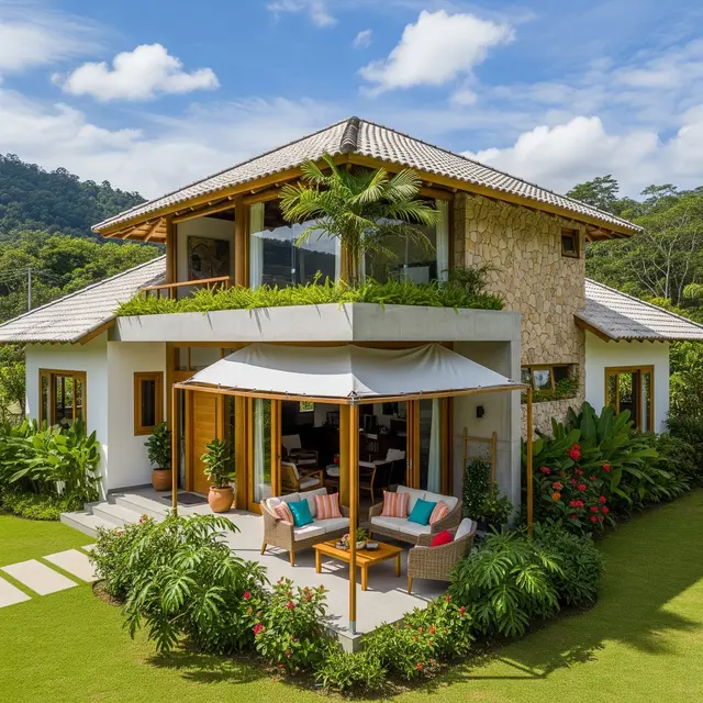 Model Rumah Desa Lahan Hook dengan Teras Sudut