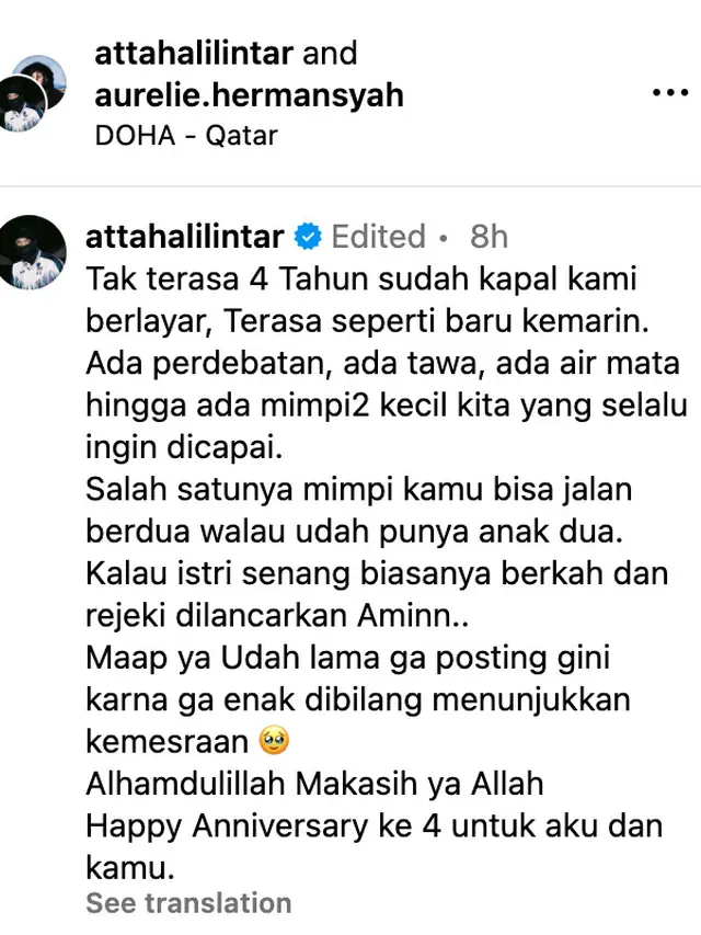 Unggahan Atta Halilintar. (Foto: Dok. Instagram @attahalilintar)