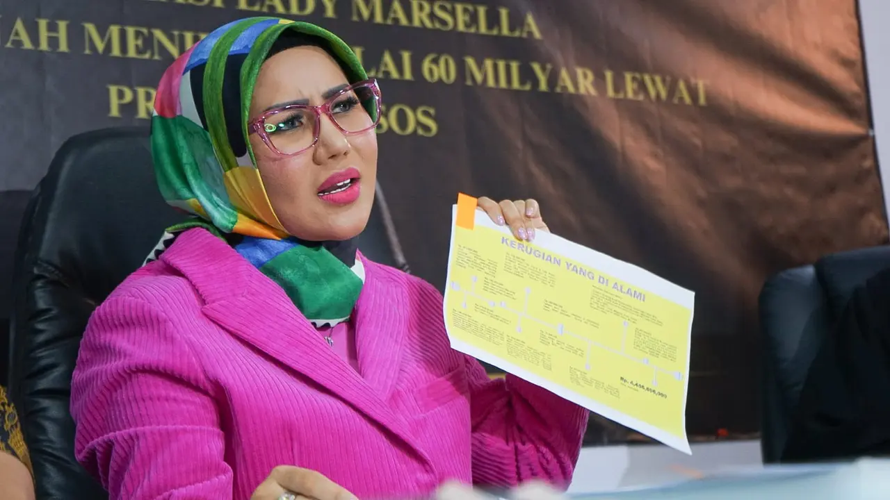 Lady Marsella saat jumpa pers di kawasan Sunter, Jakarta Utara, Senin (28/8/2023).