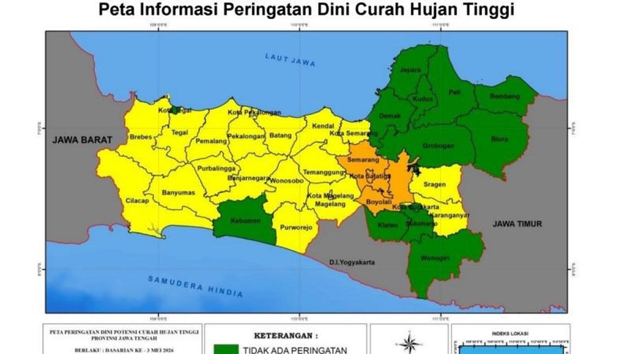 BMKG: Hujan Lebat Jateng Selatan Berpotensi Berlanjut hingga Akhir Mei 2026