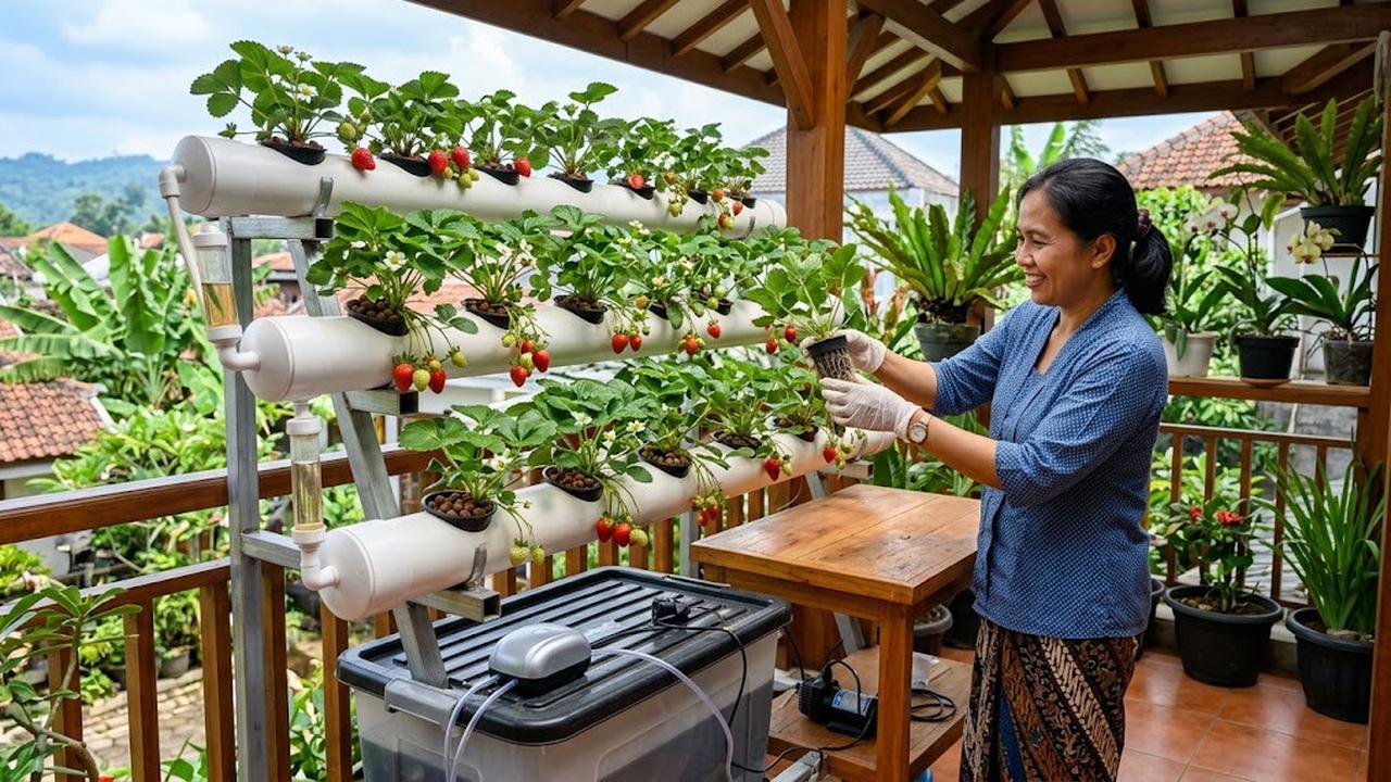 Cara Menanam Stroberi Hidroponik di Rumah (AI Generated)