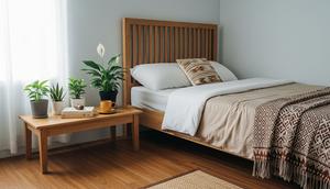 Sudut Cozy di Kamar Tidur/Rumah Kecil Tapi Aesthetic dengan Sentuhan Kayu dan Tanaman Indoor (Sumber: gemini.com)