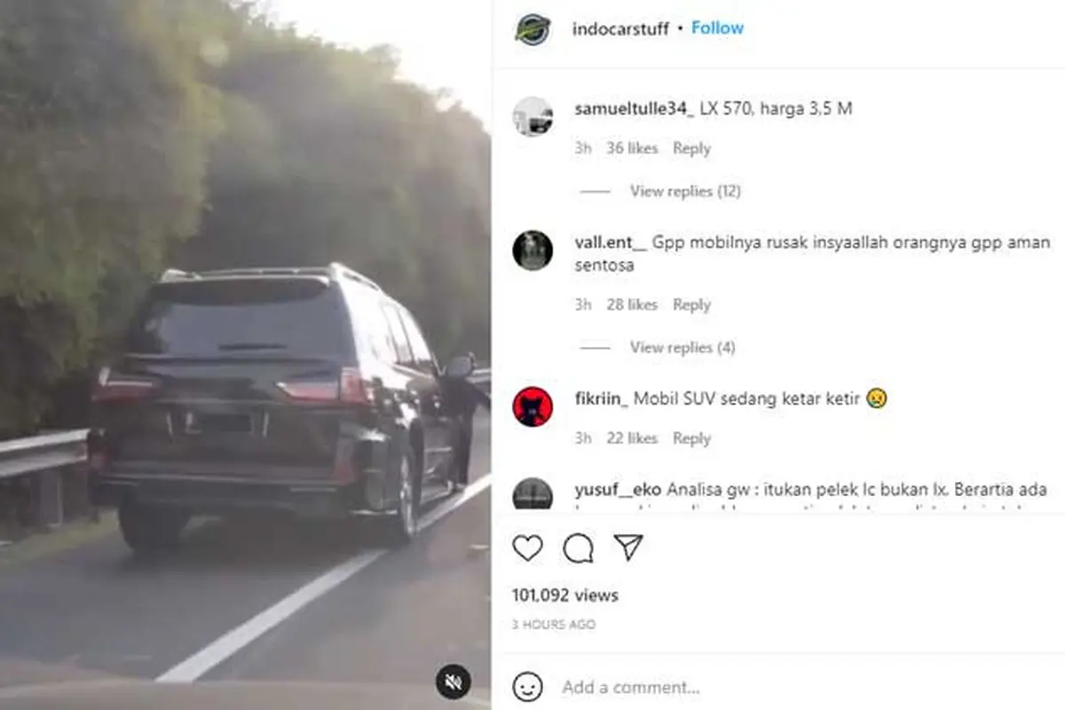 SUV mewah Lexus alami lepas roda di jalan tol