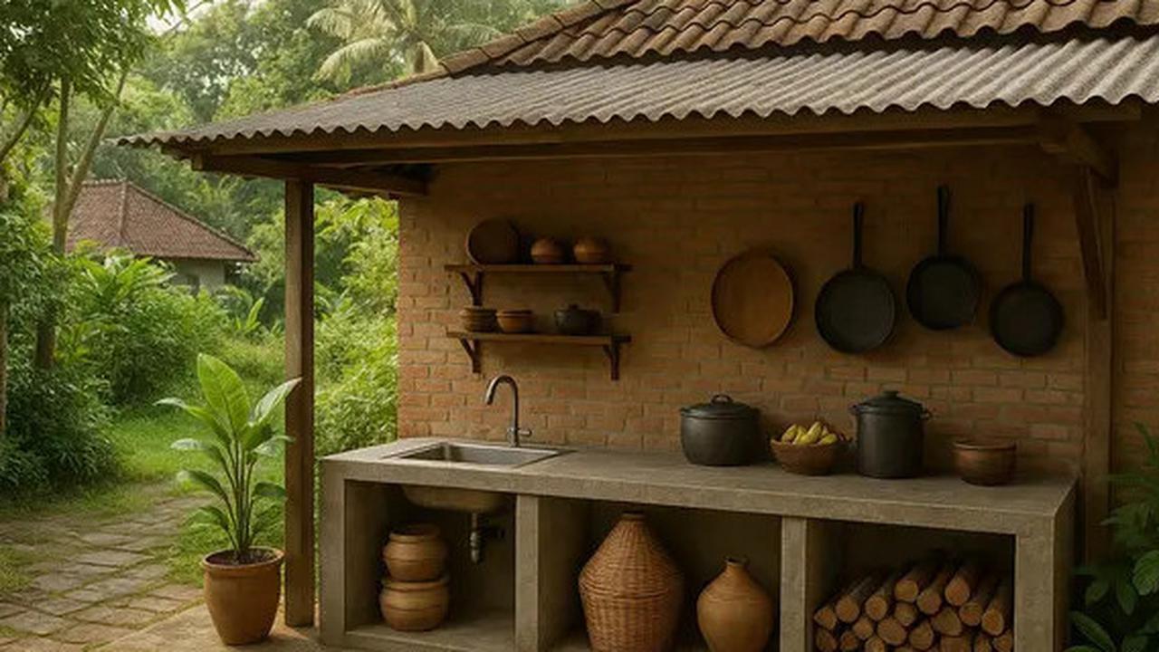 7 Desain Dapur Belakang Rumah di Desa yang Simpel namun Tetap Elegan
