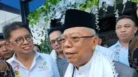 Cawapres Ma'ruf Amin menepis isu hoaks yang menyebut Presiden Jokowi Anti Islam (Liputan.com / Nefri Inge)