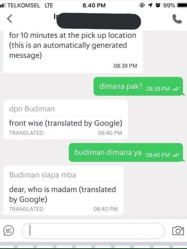 6 Chat Ojol Diterjemahkan Otomatis ke Bahasa Inggris Ini Maknanya Kocak