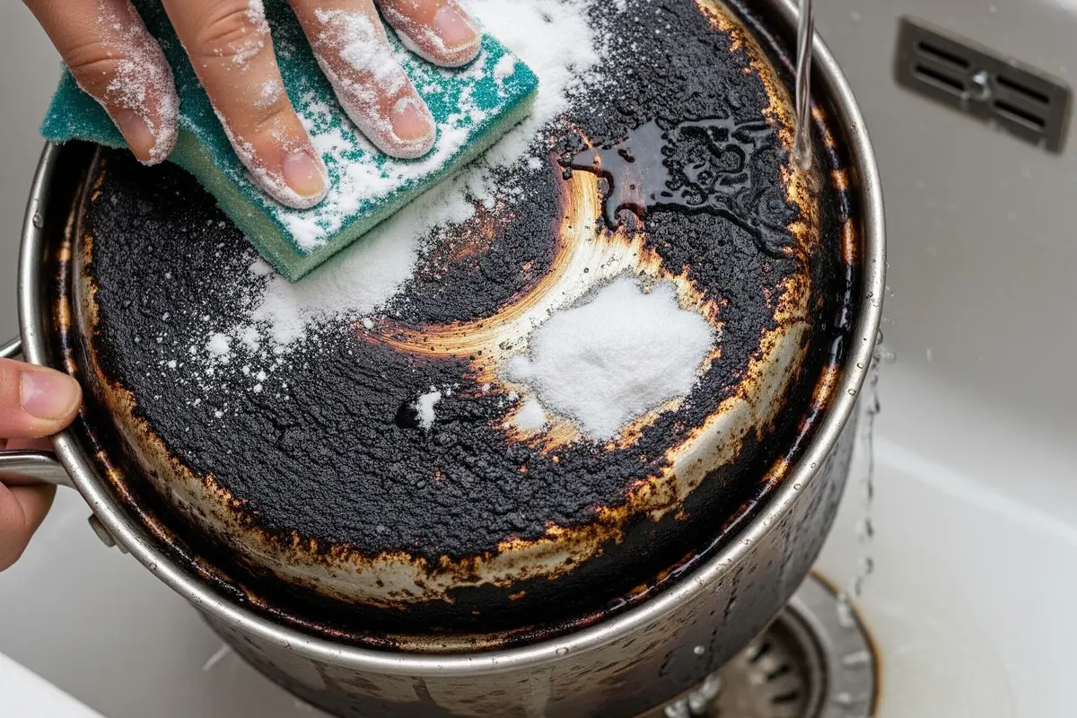 Membersihkan Panci Gosong dengan Baking Soda (Gemini AI)