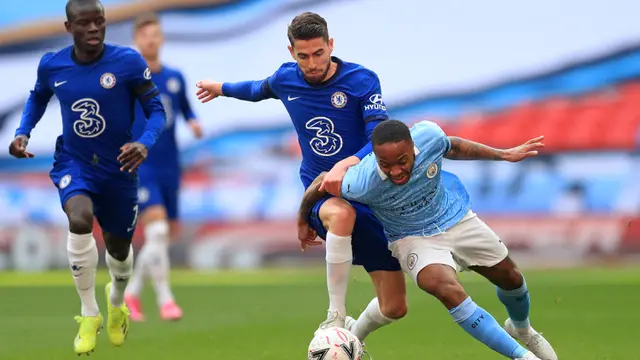 FOTO: Gol Tunggal Hakim Ziyech Loloskan Chelsea ke Final Piala FA - Raheem Sterling; Jorginho