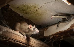 Ilustrasi Tikus dan Ular di Plafon. (Gemini AI)