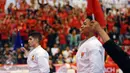 Ahmad Zigi Zaresta tersenyum usai memastikan kemenangan di final Junior Kata Male di WKF World Junior, Cadet and U-21 Championship 2015 di ICE Serpong, Kamis (12/11/2015). Zigi menyumbang emas pertama bagi Indonesia. (Liputan6.com/Helmi Fithriansyah)