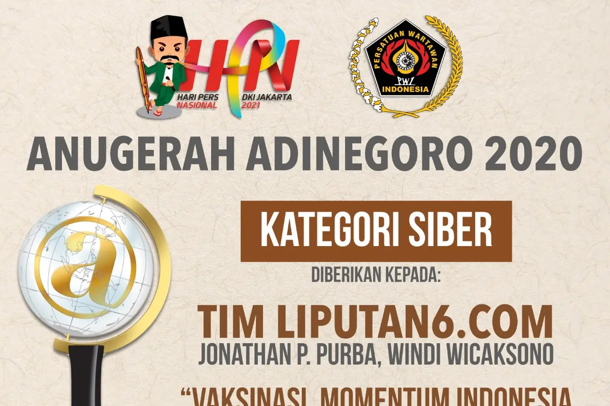 Liputan6.com Raih Anugerah Adinegoro 2020