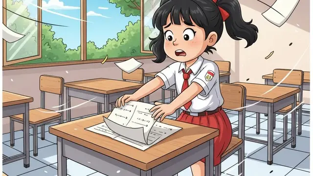 Ilustrasi cerita tentang kejujuran Ulangan Matematika untuk Lisa (Gemini AI)
