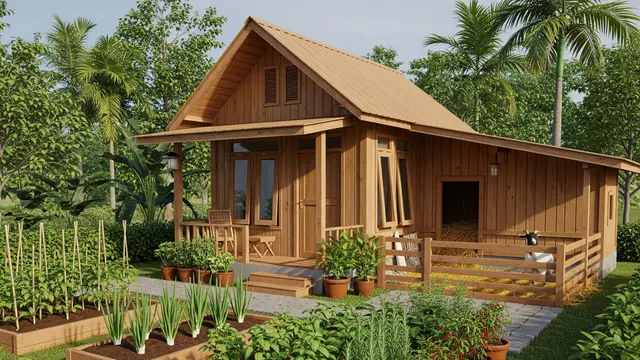 Rumah Kayu Minimalis dengan Kebun Depan Estetis